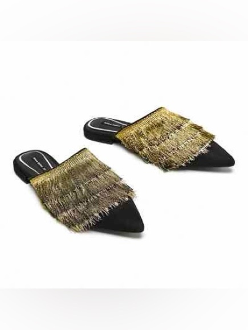 ZARA | Gold Metallic Fringe Mules | EU 38, US 7.5 | Worn Once - Picture 3 of 9